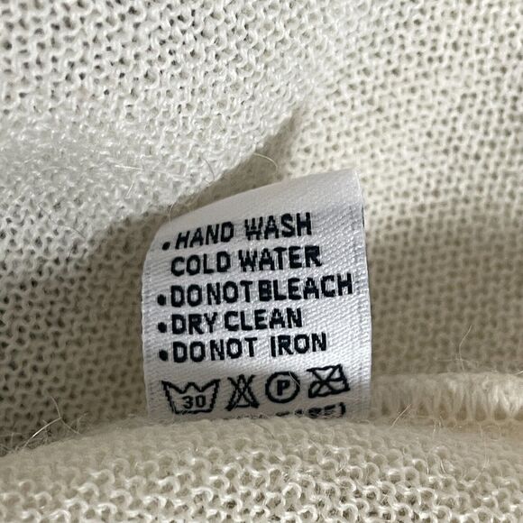 Peru Etnico Poncho Cowl Neck Sweater One Size 100% Baby Alpaca Off-white Black - Picture 8 of 8